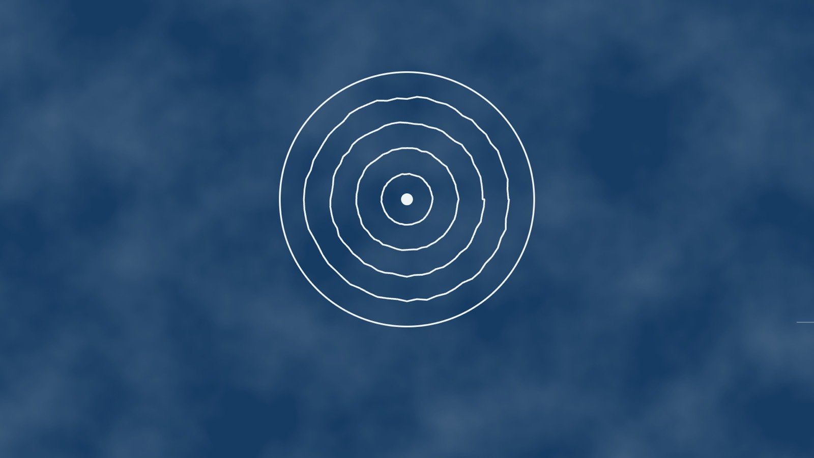 Concentric rings drawn in white on the blue plate, like the rings of a cut tree.